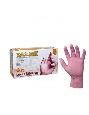 LUVA TALGE NITRILICA P 100UN ROSA SEM PO