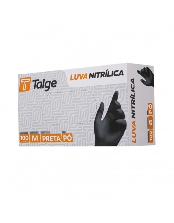 LUVA TALGE NITRILICA 100UN SEM PO PRETA MEDIA