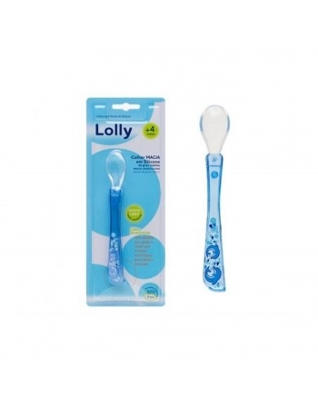 COLHER PONTA SILICONE LOLLY 7115 OCEANO BLISTER AZUL