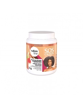 CREME PENTEAR SALON LINE 1K SOS CACHOS RICINO/QUERATINA
