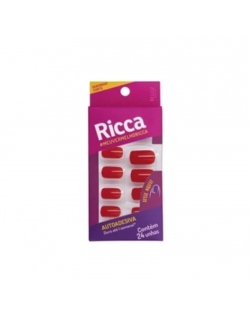UNHA POSTIÇA RICCA ADESIVA VERMELHO PAIXAO 1984