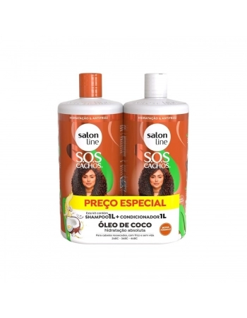 KIT SHAMPOO+CONDICIONADOR SALON LINE 1L SOS CACHOS COCO TRAT PROF
