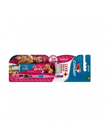 KIT ESCOVA DENTE+GEL DENTAL BARBIE 8160 0 JUNIOR APARTIR 2 ANOS COM FLUOR