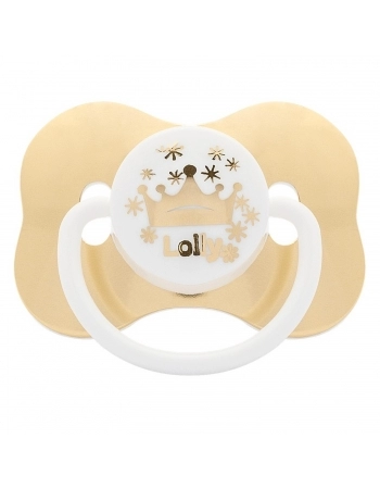 CHUPETA LOLLY 4512 BORBOLETA TIPO SILICONE REDONDO TAMANHO 2 BLISTER BRANCO/DOURADO