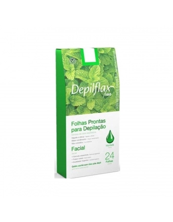 FOLHAS DEPILAÇÃO FACIAL DEPILFLAX 12 PARES HORTELA