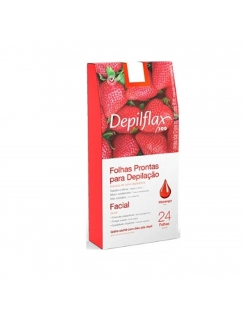 FOLHAS DEPILAÇÃO FACIAL DEPILFLAX 12 PARES MORANGO