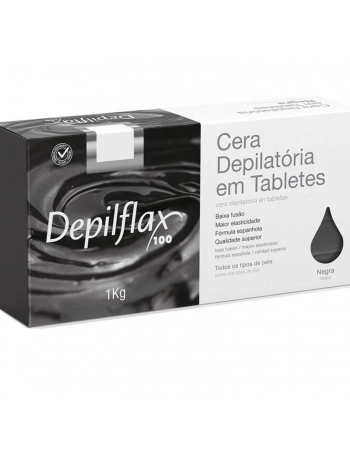 CERA QUENTE DEPILFLAX 1K NEGRA EM TABLET