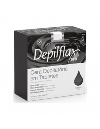 CERA QUENTE DEPILFLAX 500G NEGRA EM TABLET