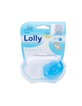 KIT CHUPETA LOLLY 6112 SILICONE TAMANHO 2 BL TRANSPARENTE/AZUL