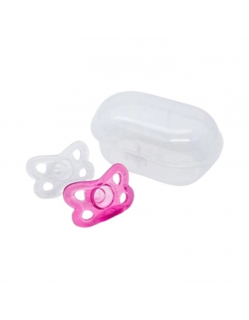 KIT CHUPETA LOLLY 6112 SILICONE TAMANHO 2 BL TRANSPARENTE/ROSA