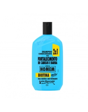 SHAMPOO GOTA DOURADA 430ML 2X1 FORTALECIMENTO CABELO/BARBA HOMEM BIOTINA