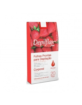 FOLHAS DEPILAÇAO CORPORAL DEPILFLAX 10 PARES MORANGO