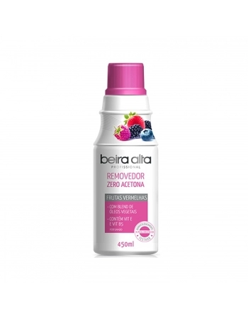 REMOVEDOR ESMALTE BEIRA ALTA 450ML ZERO ACETONA FRUTAS VERMELHAS