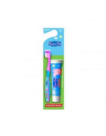KIT INFANTIL DENTALCLEAN PEPPA PIG ESCOVA+GEL DENTAL APARTIR 3 ANOS