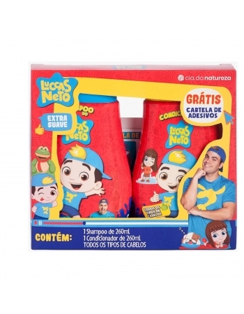 KIT LUCCAS NETO SHAMPOO+CONDICIONADOR 260/260ML TODOS TIPOS CABELO GRATIS ADESIVOS