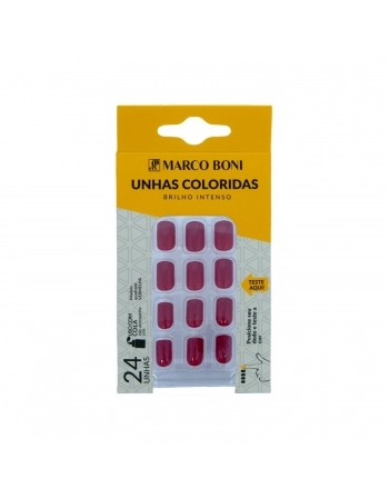 UNHA POSTIÇA MARCO BONI COLORS QUADRADA VERMELHA 9736