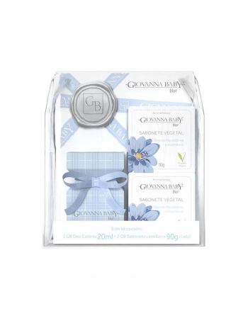 KIT MINI COLONIA 20ML+2SABONETE 90GR GIOVANA BABY BLUE
