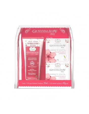 KIT MINI LOCAO 50G + 2SABONETE 90G GIOVANA BABY CHERRY