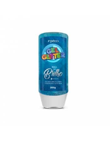 GEL FIXED 200GR GLITTER CABELO E CORPO AZUL